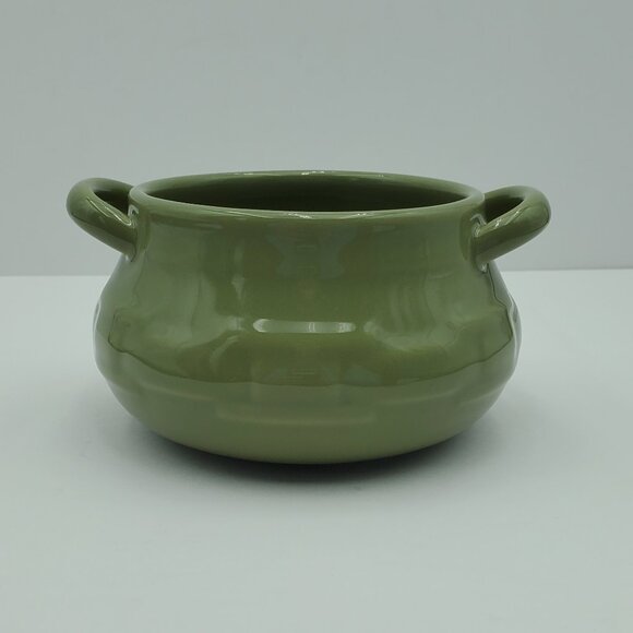 Longaberger Pottery Sage Green Individual Soup Tureen Handled Chili Chowder Bowl - Picture 7 of 8